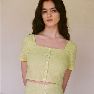 NWT Paloma Wool Lenna Top in Light Green Size 38